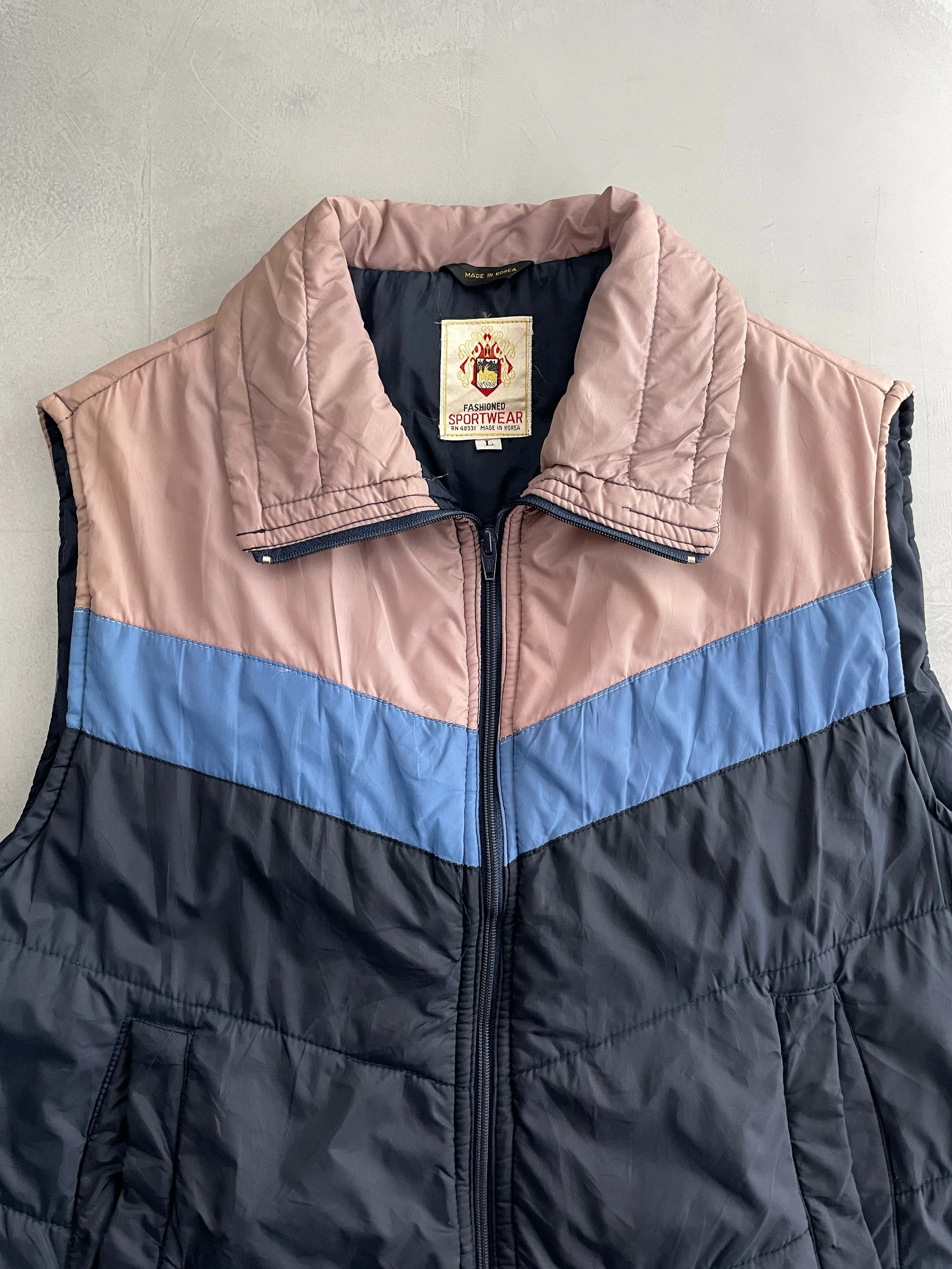 70's Crest Quilted Vest [L]