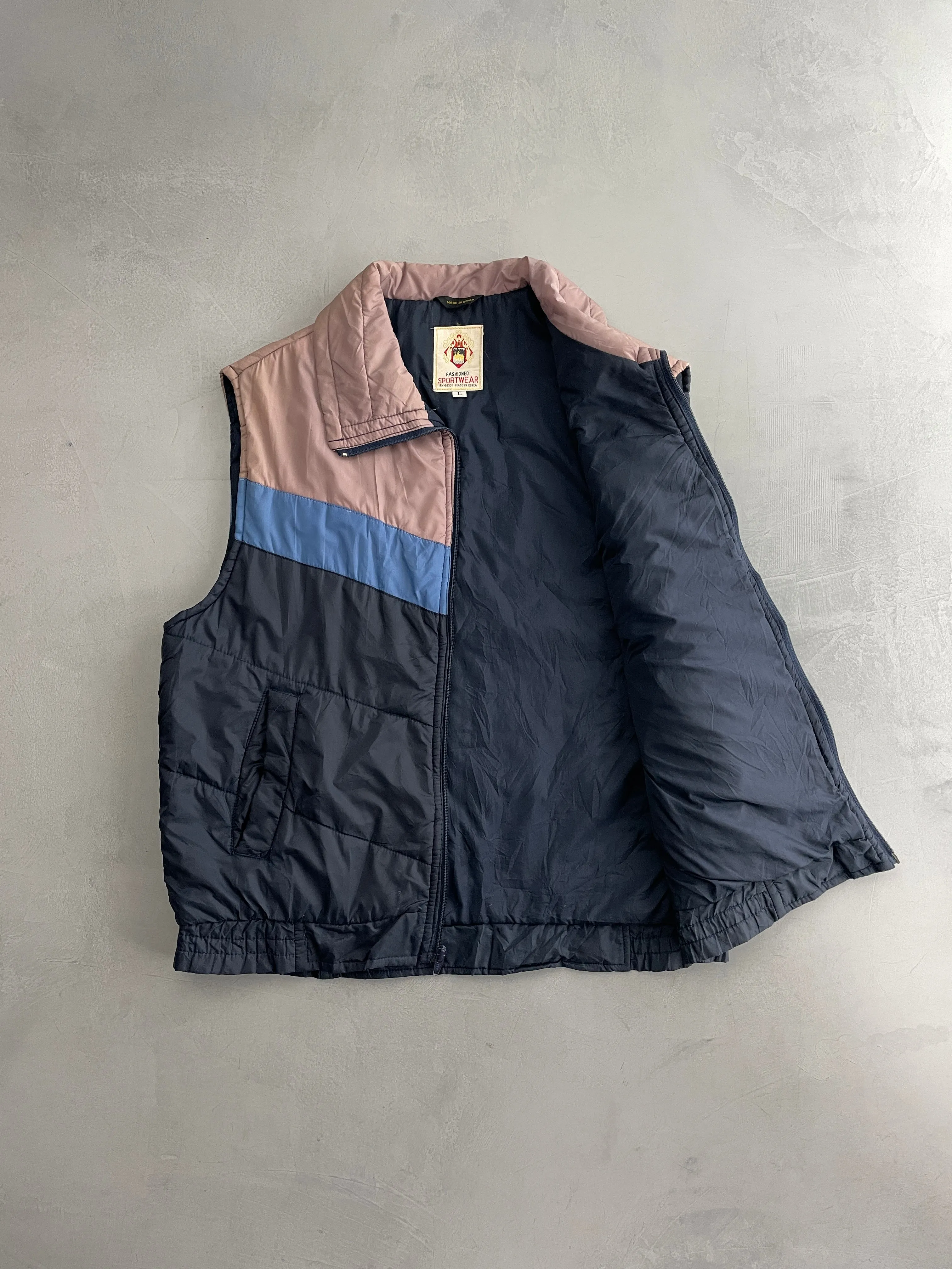 70's Crest Quilted Vest [L]