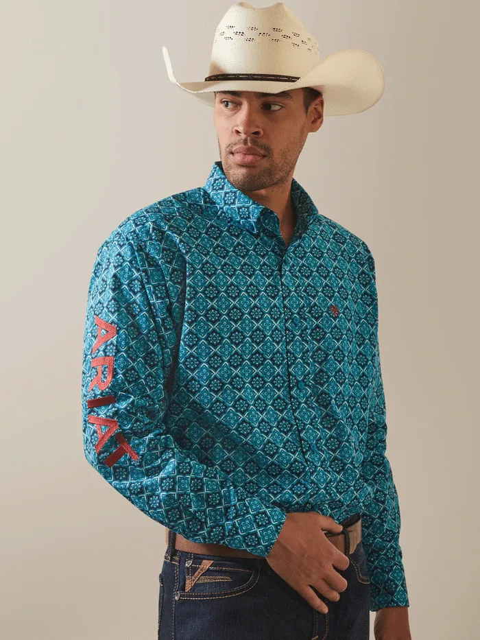 Ariat 10043853 Mens Team Solomon Classic Fit Shirt Blue Teal