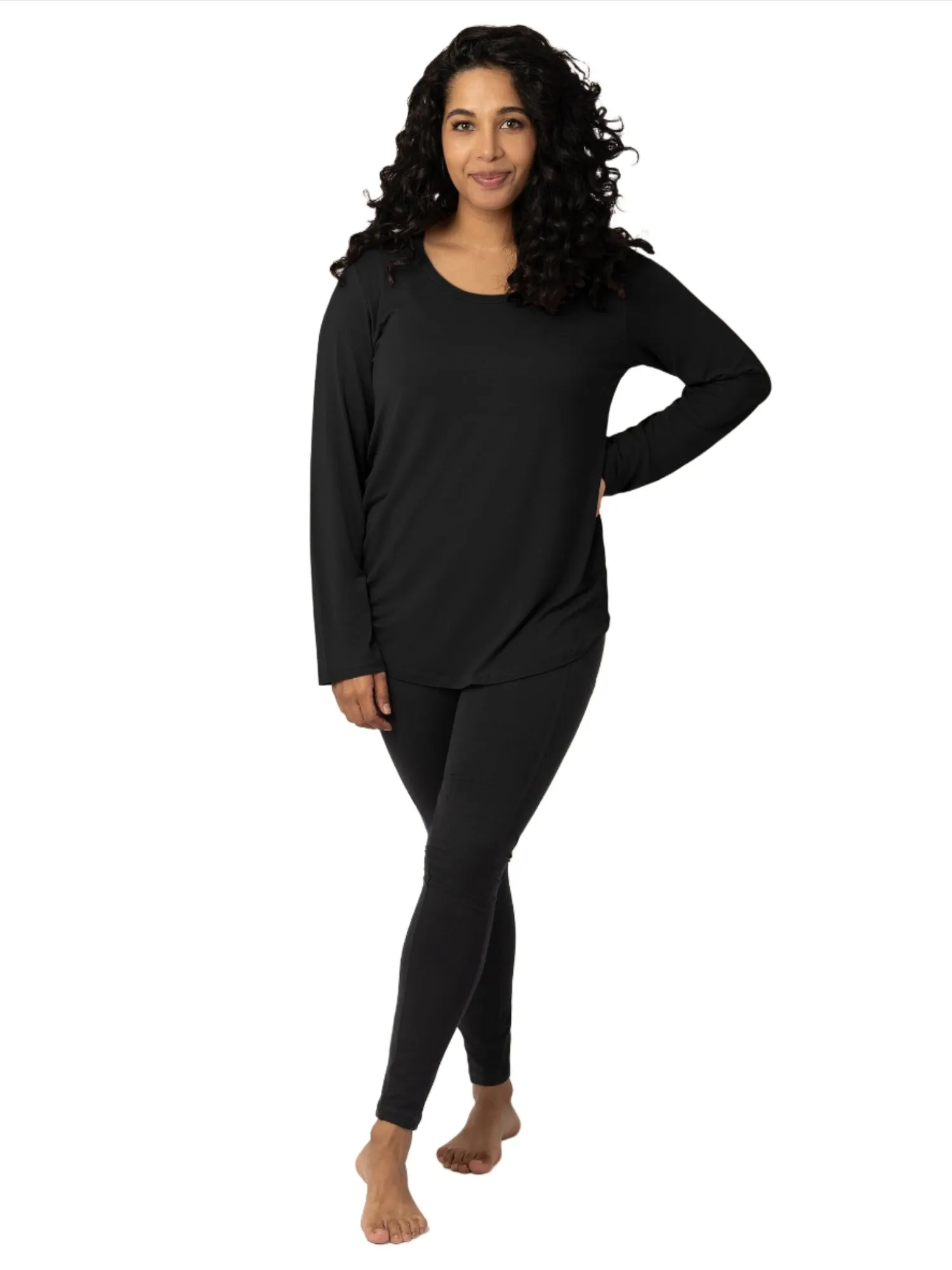 Bamboo Maternity & Nursing Long Sleeve T-shirt | Black