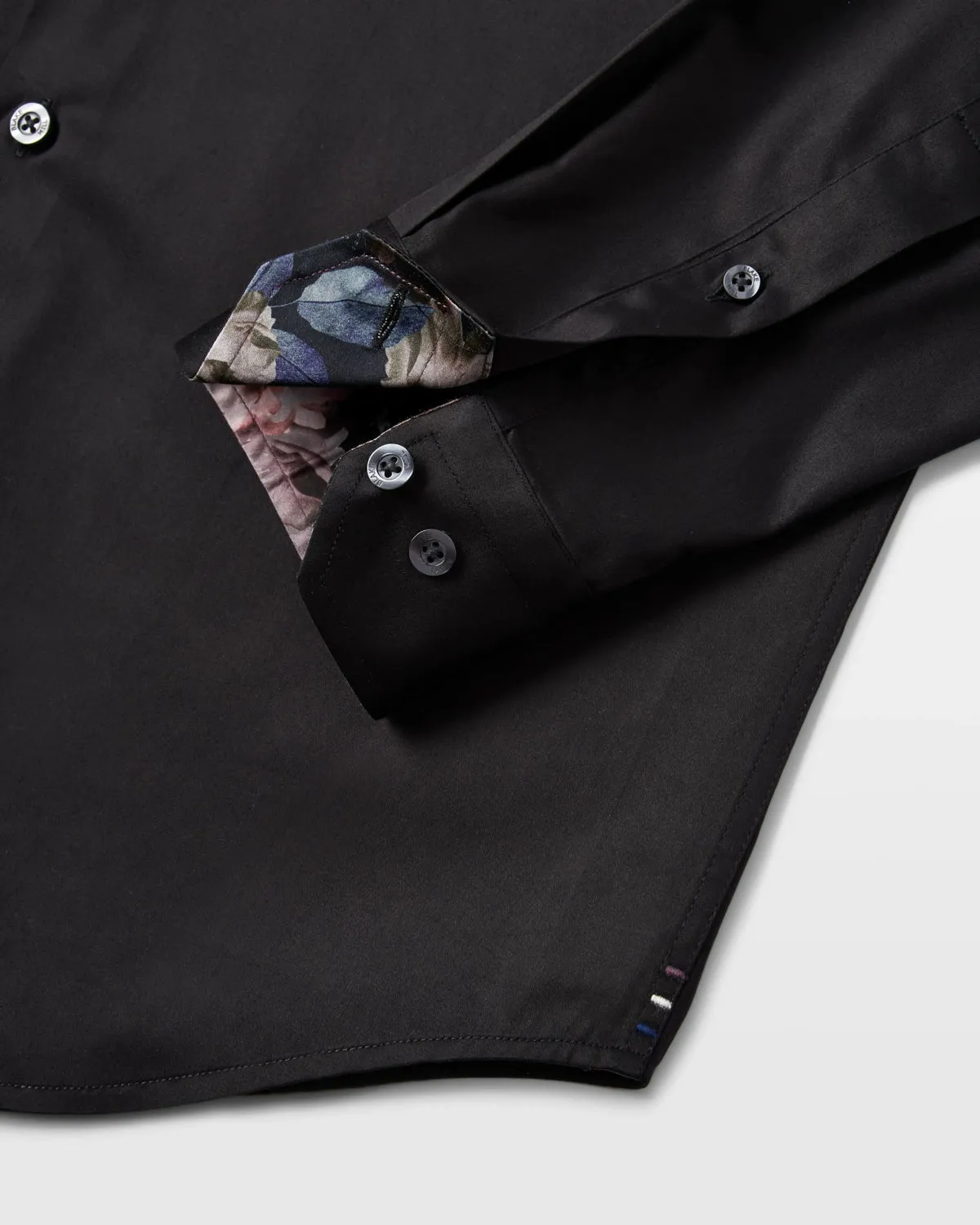 Black Sateen Shirt with Botanical Rebellion Accents