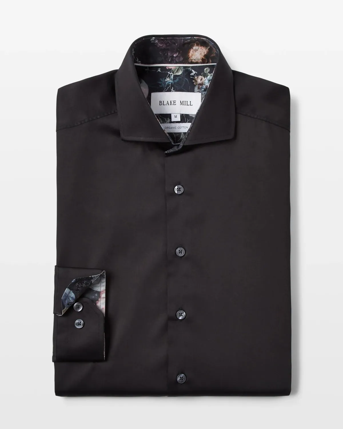 Black Sateen Shirt with Botanical Rebellion Accents