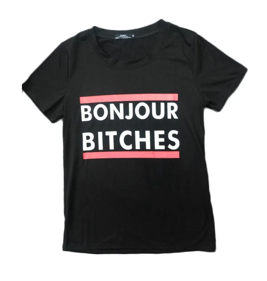 Bonjour Bitches Printed Short Sleeve Tee