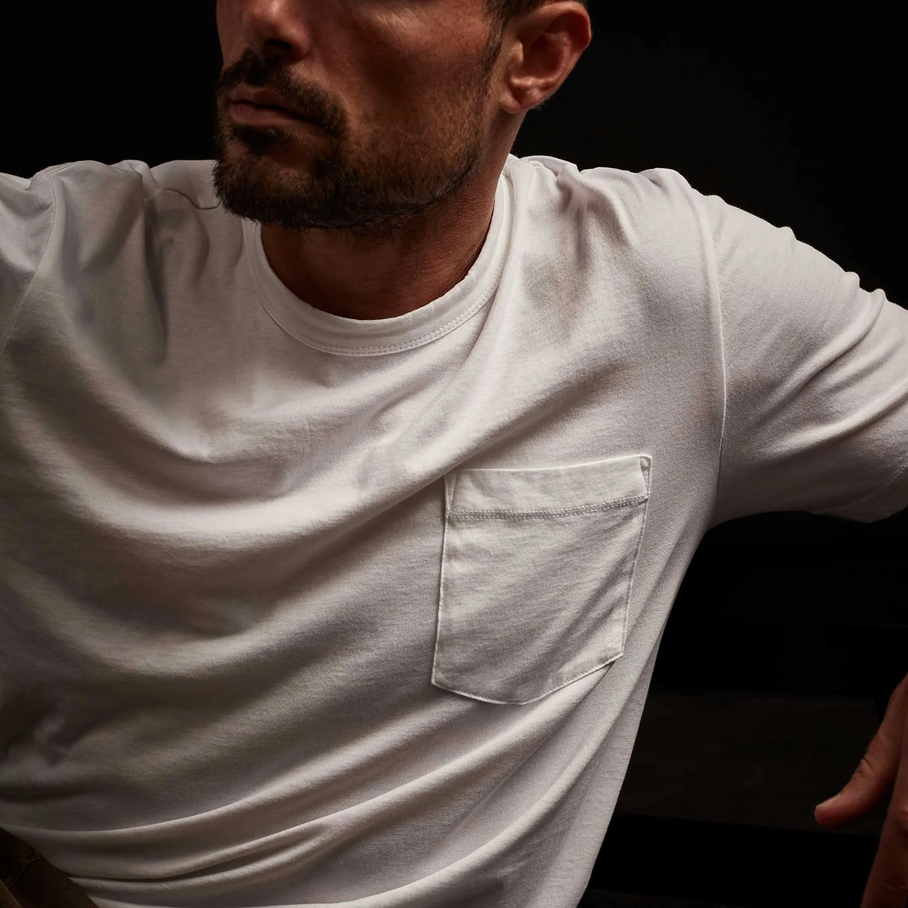 Brushed Lotus Jersey Pocket Tee - White