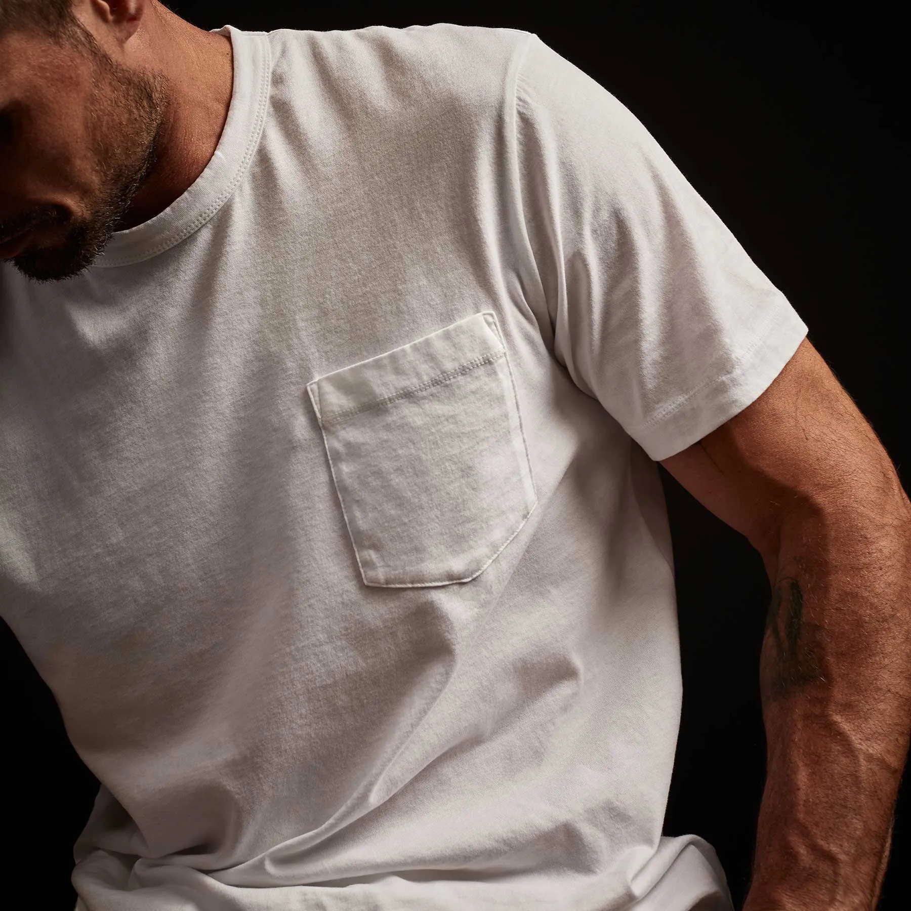 Brushed Lotus Jersey Pocket Tee - White