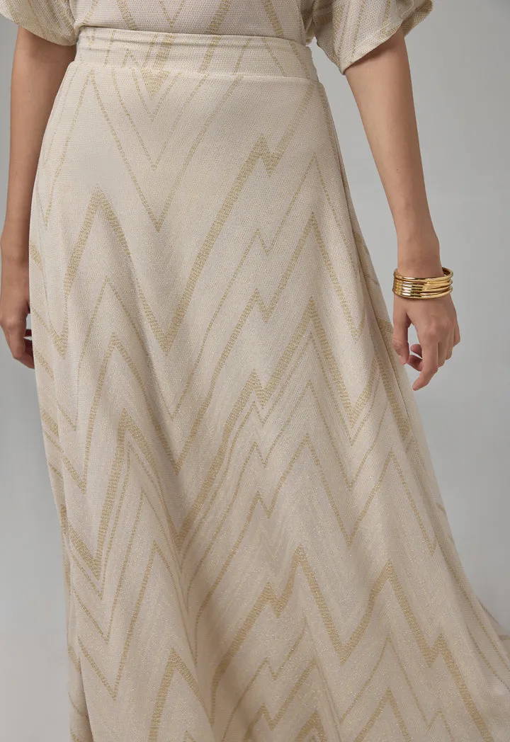 Choice Striped Lurex Maxi Skirt Sand