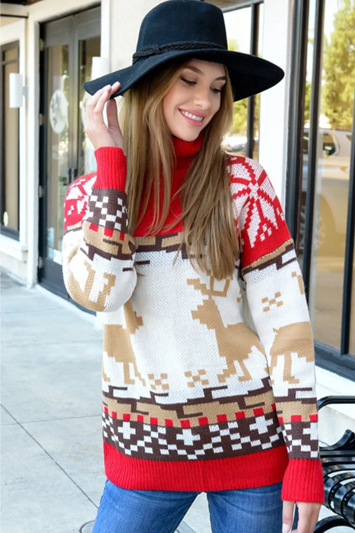 Christmas style turtleneck sweater