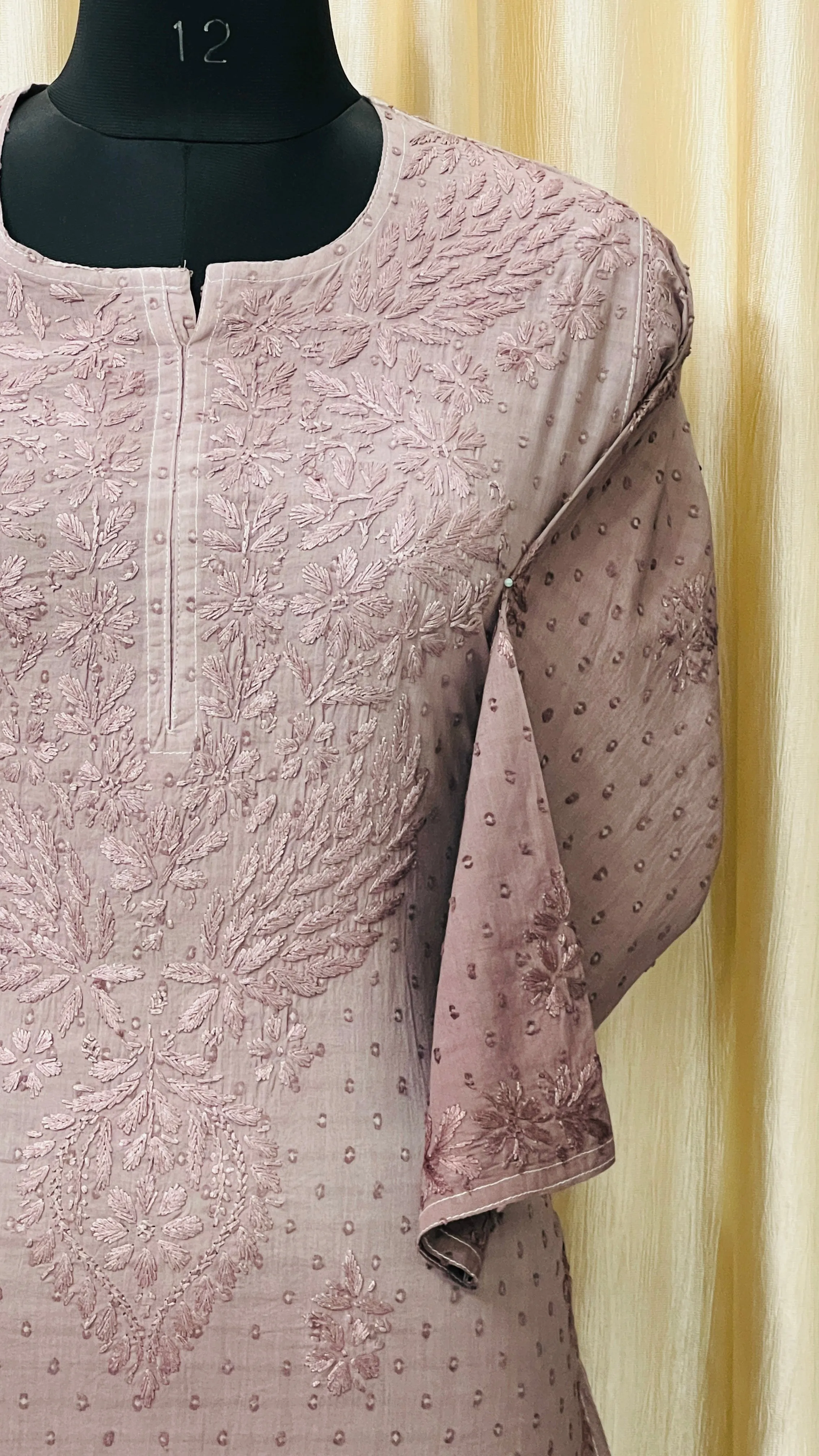 Cotton Dyeable chikan kurti