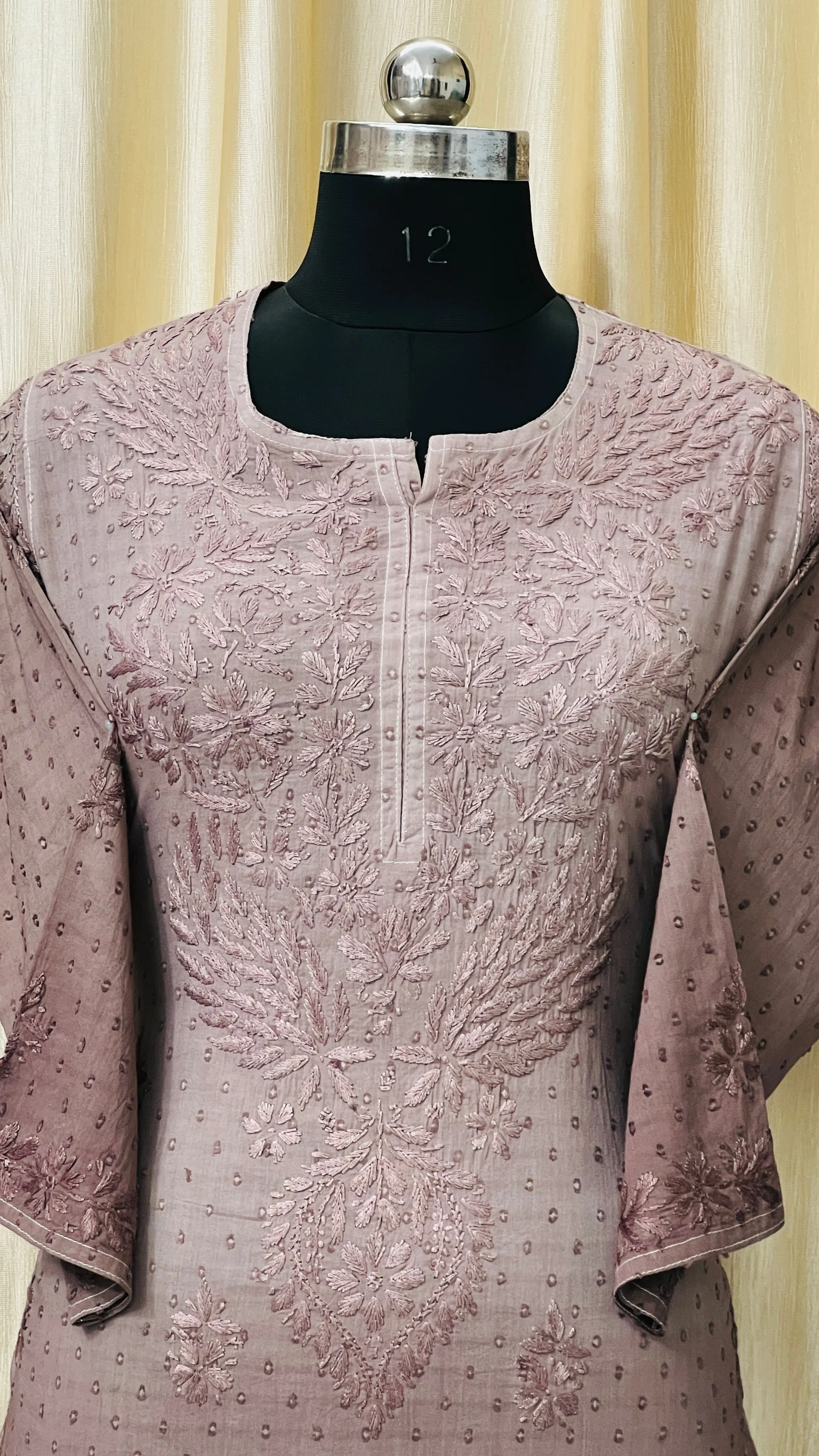 Cotton Dyeable chikan kurti