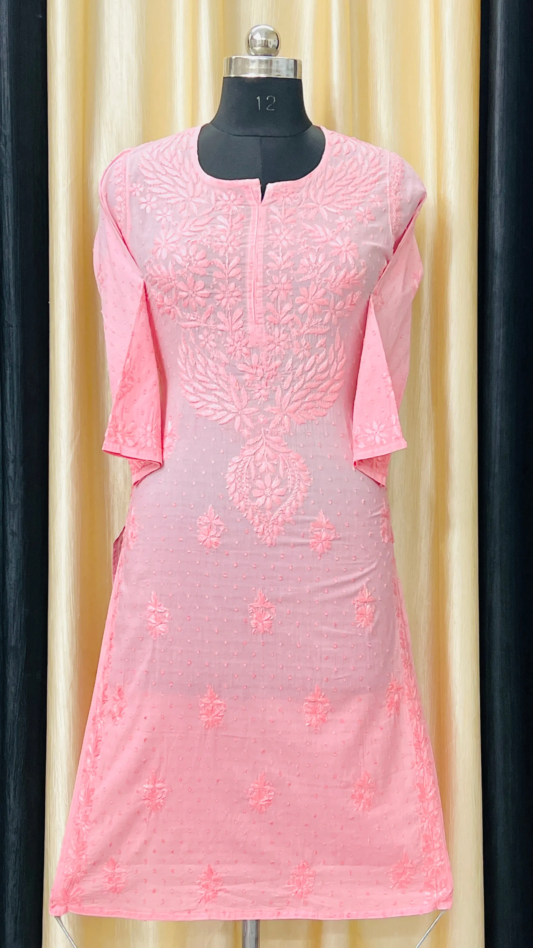 Cotton Dyeable chikan kurti