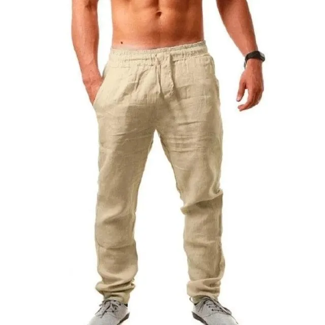 Cotton Linen Breathable Solid Color Pants