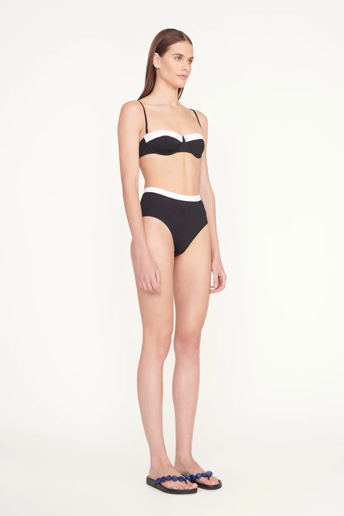 DEVON HIGH RISE BIKINI BOTTOM | BLACK WHITE