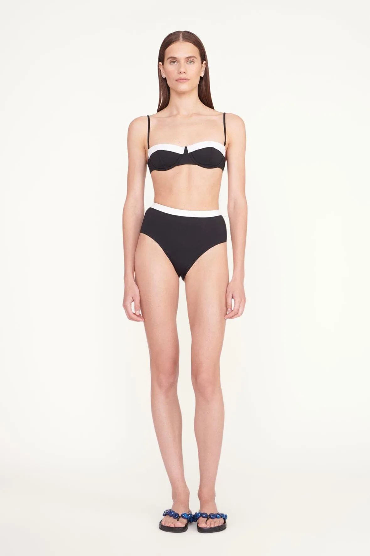 DEVON HIGH RISE BIKINI BOTTOM | BLACK WHITE