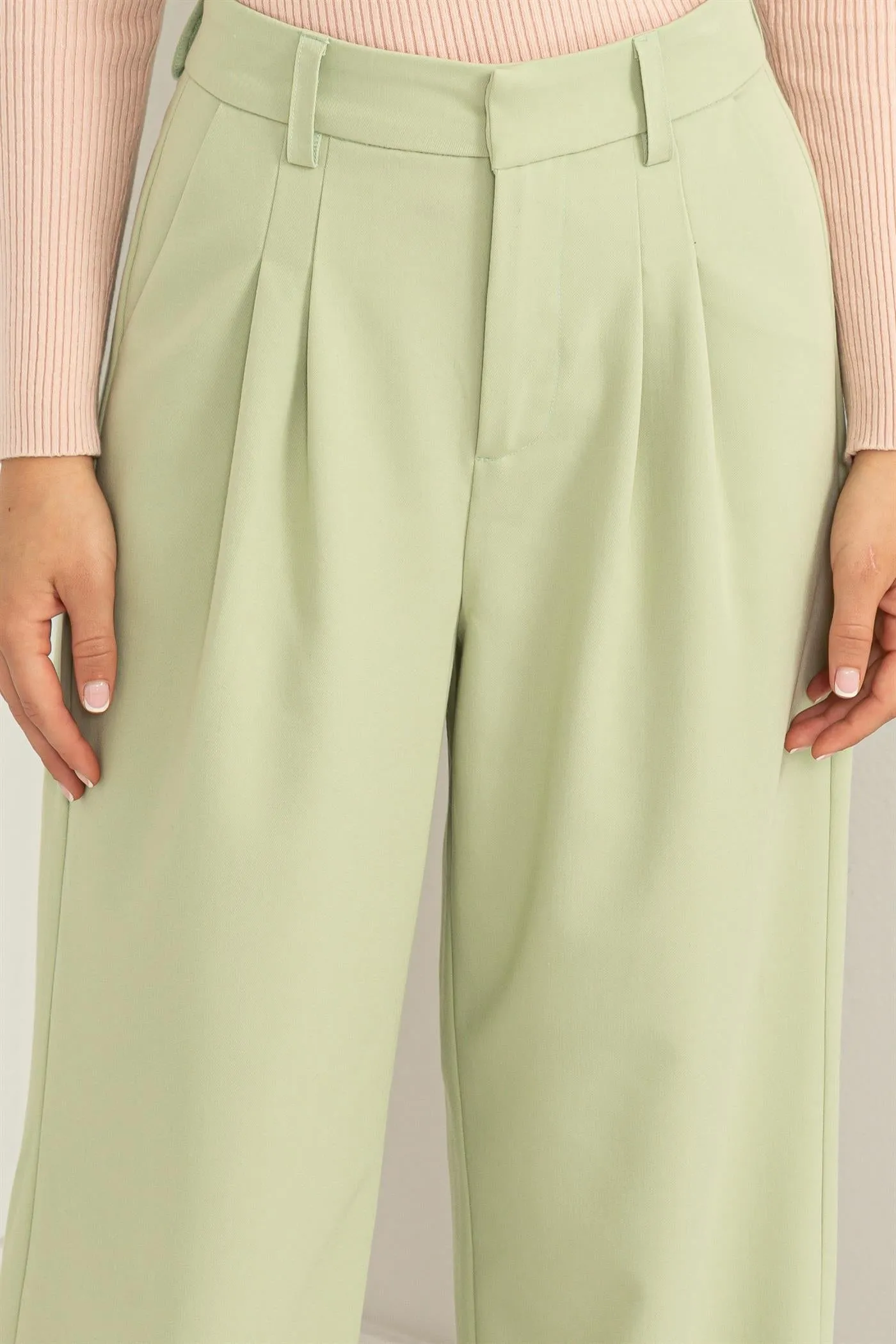 DZ23F538-High-waisted Wide-leg Pants