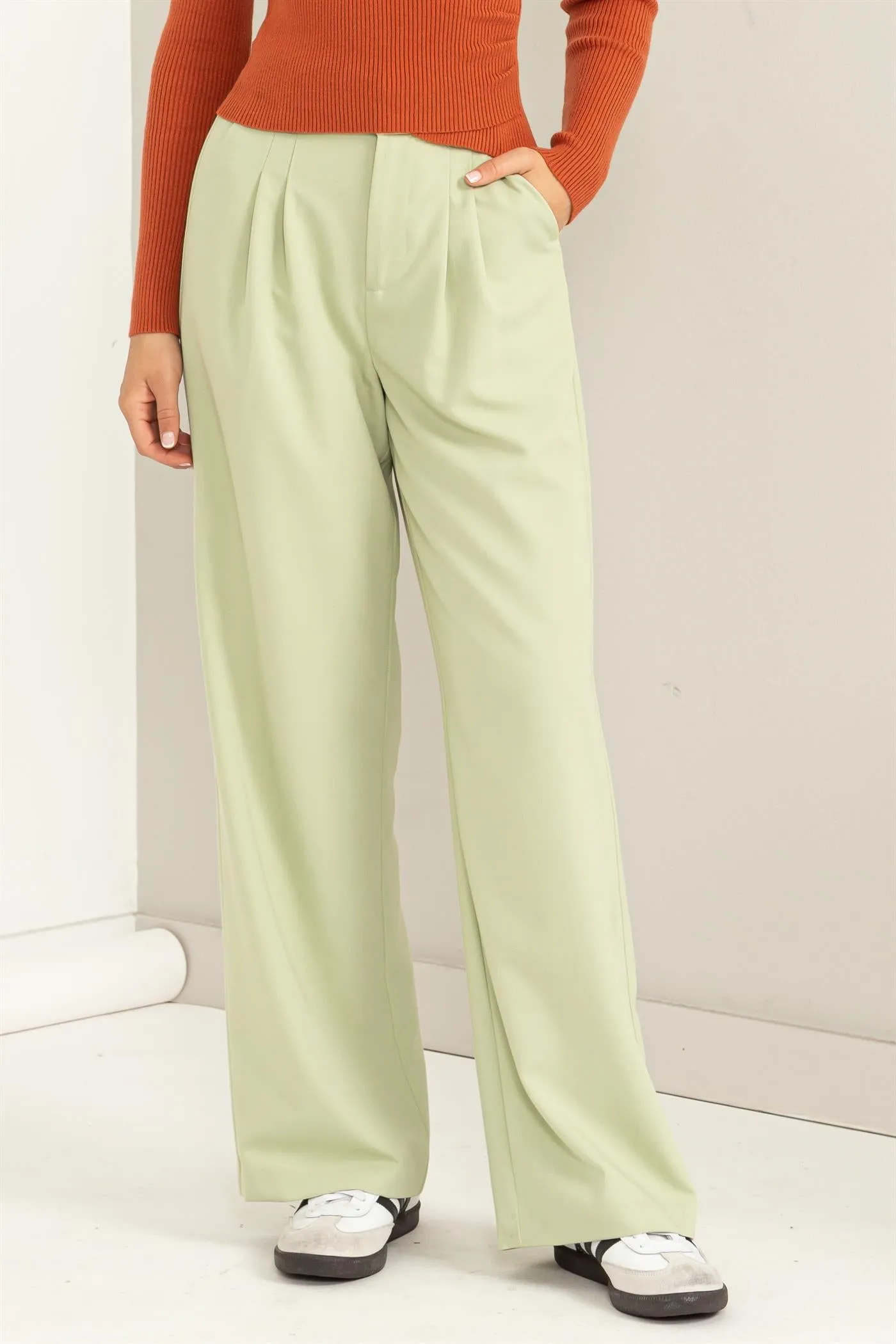 DZ23F538-High-waisted Wide-leg Pants