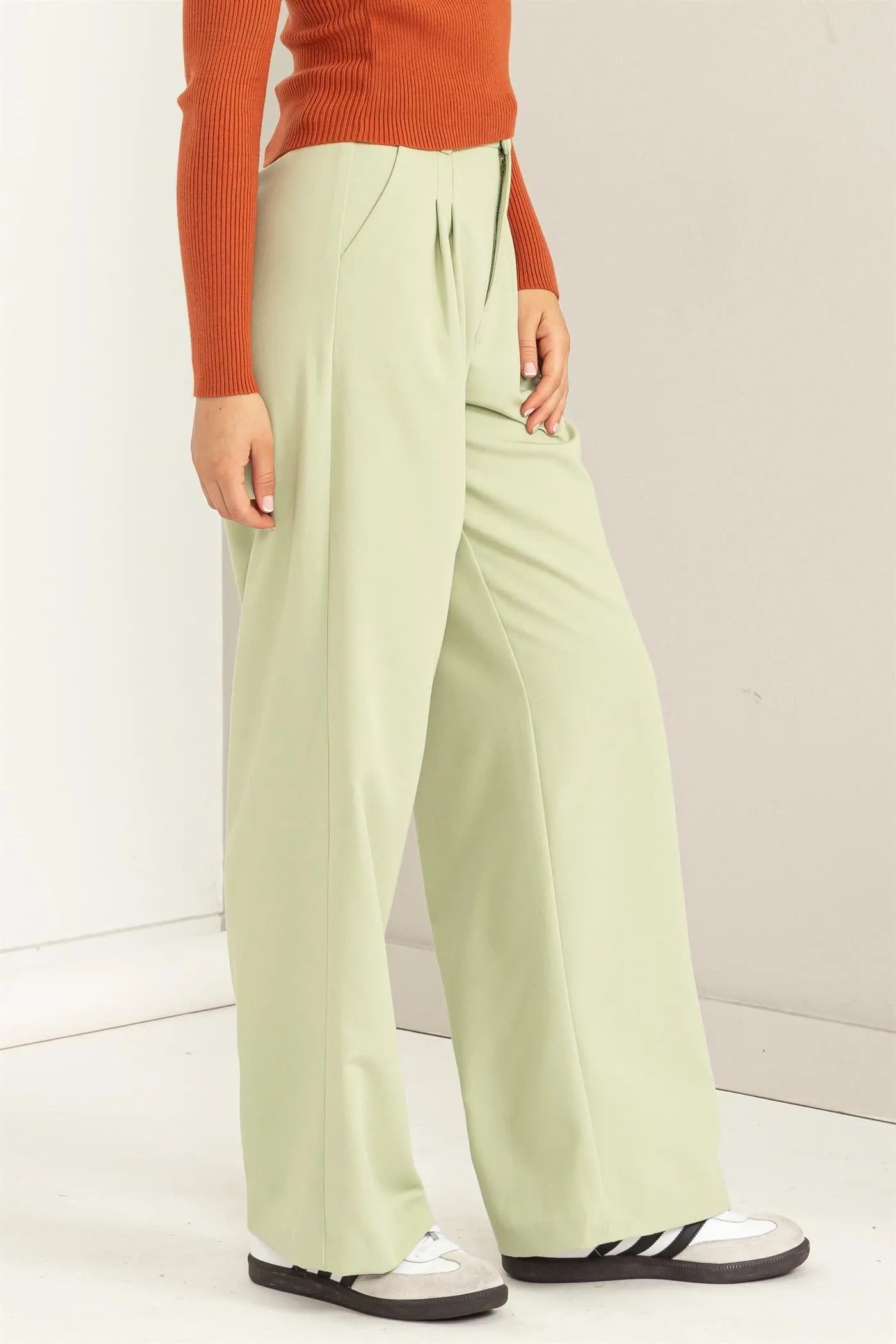 DZ23F538-High-waisted Wide-leg Pants