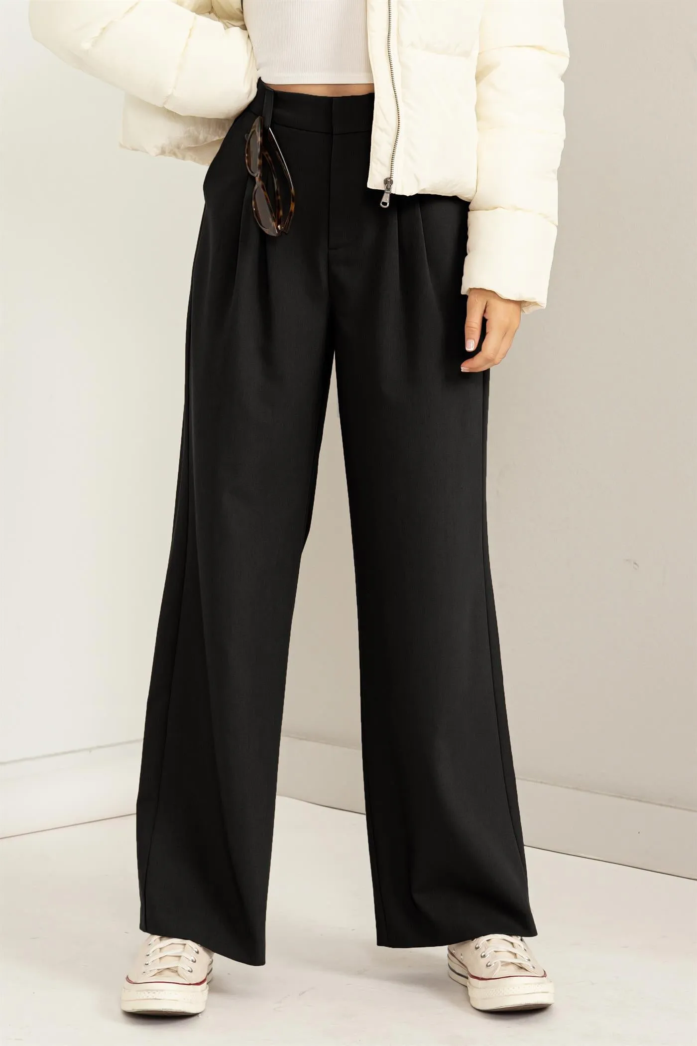 DZ23F538-High-waisted Wide-leg Pants