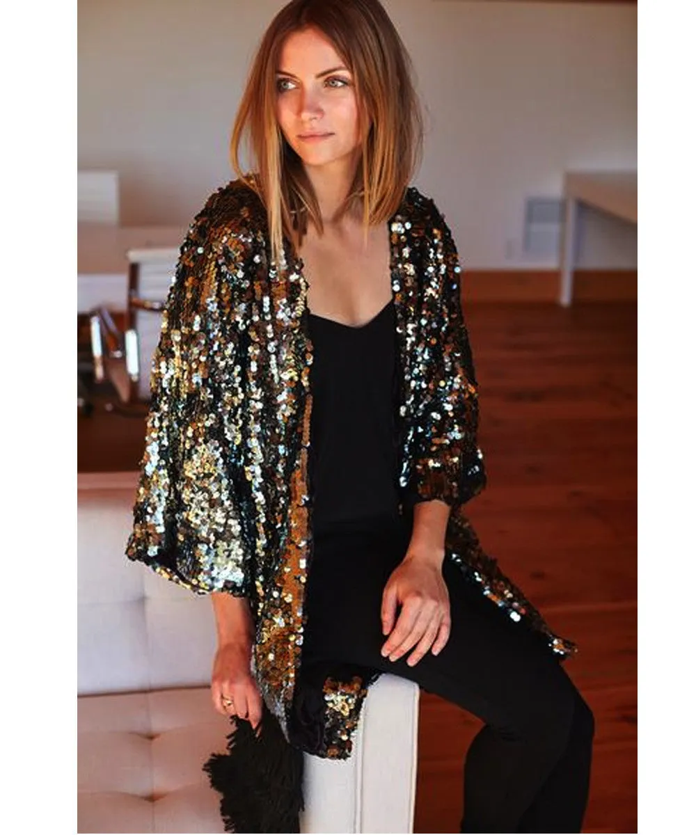 Emerson Fry Gunmetal Sequin Jacket