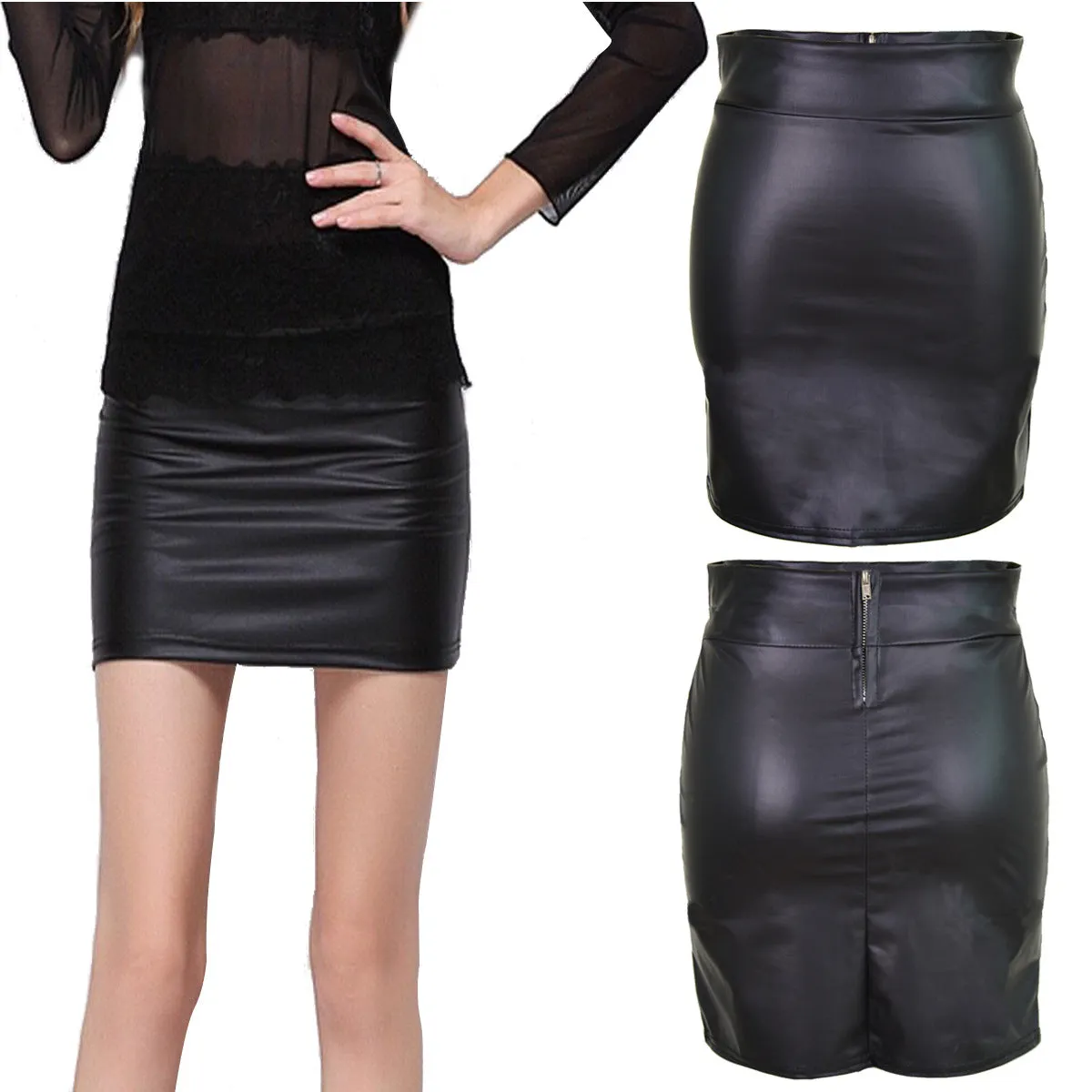 Europe Matt High Waist Hip Flattering Mid-Length Pencil Plus Size Women Skirt