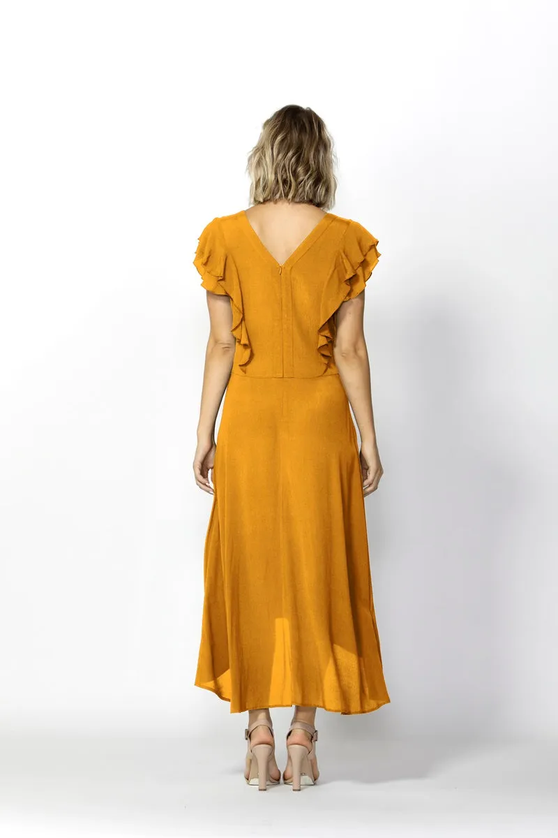 Fate   Becker - Monroe Linen Blend Dress - Mellow Yellow