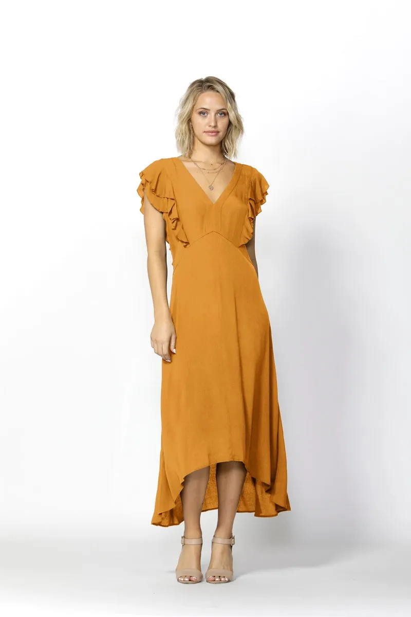 Fate   Becker - Monroe Linen Blend Dress - Mellow Yellow