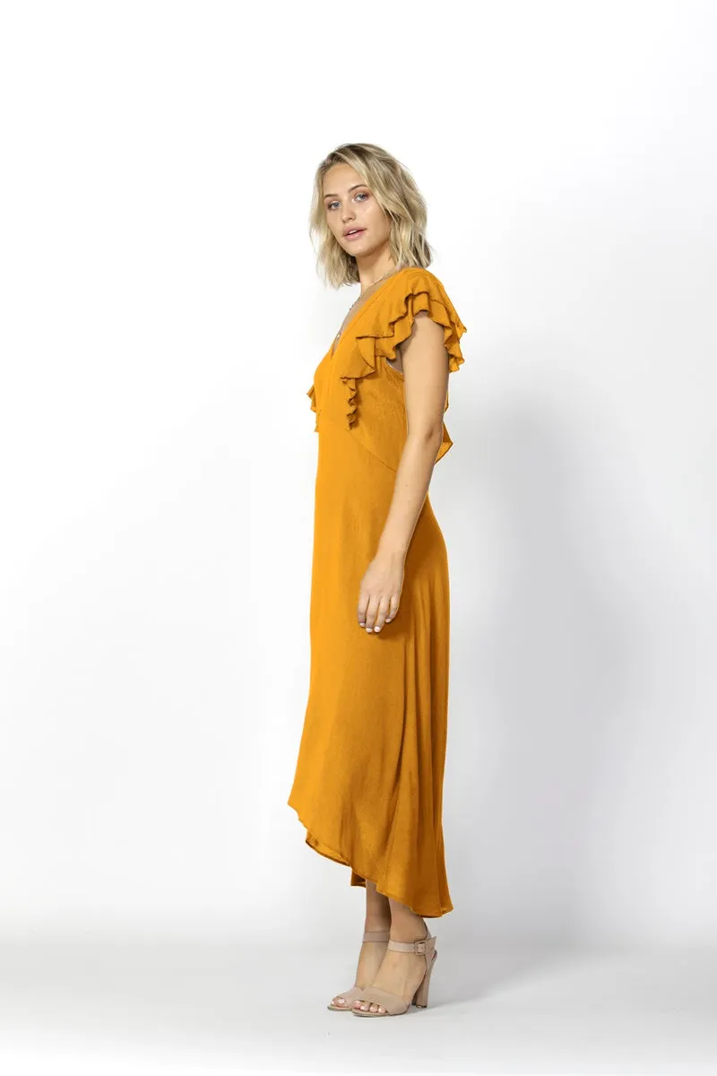 Fate   Becker - Monroe Linen Blend Dress - Mellow Yellow