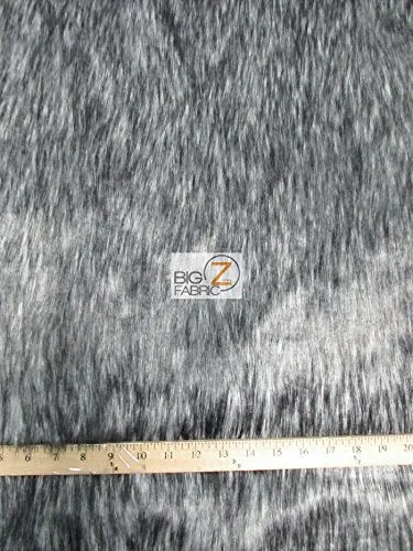 Gray Arctic Alaskan Husky Long Pile Faux Fur Fabric / Sold By The Yard