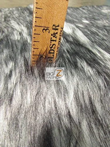 Gray Arctic Alaskan Husky Long Pile Faux Fur Fabric / Sold By The Yard