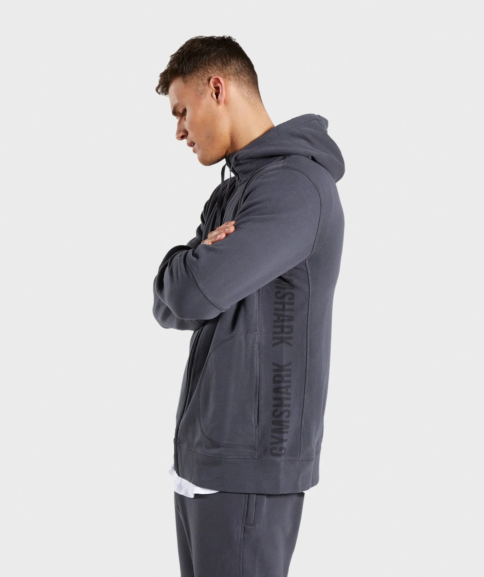 Gymshark Laundered Zip Hoodie - Charcoal