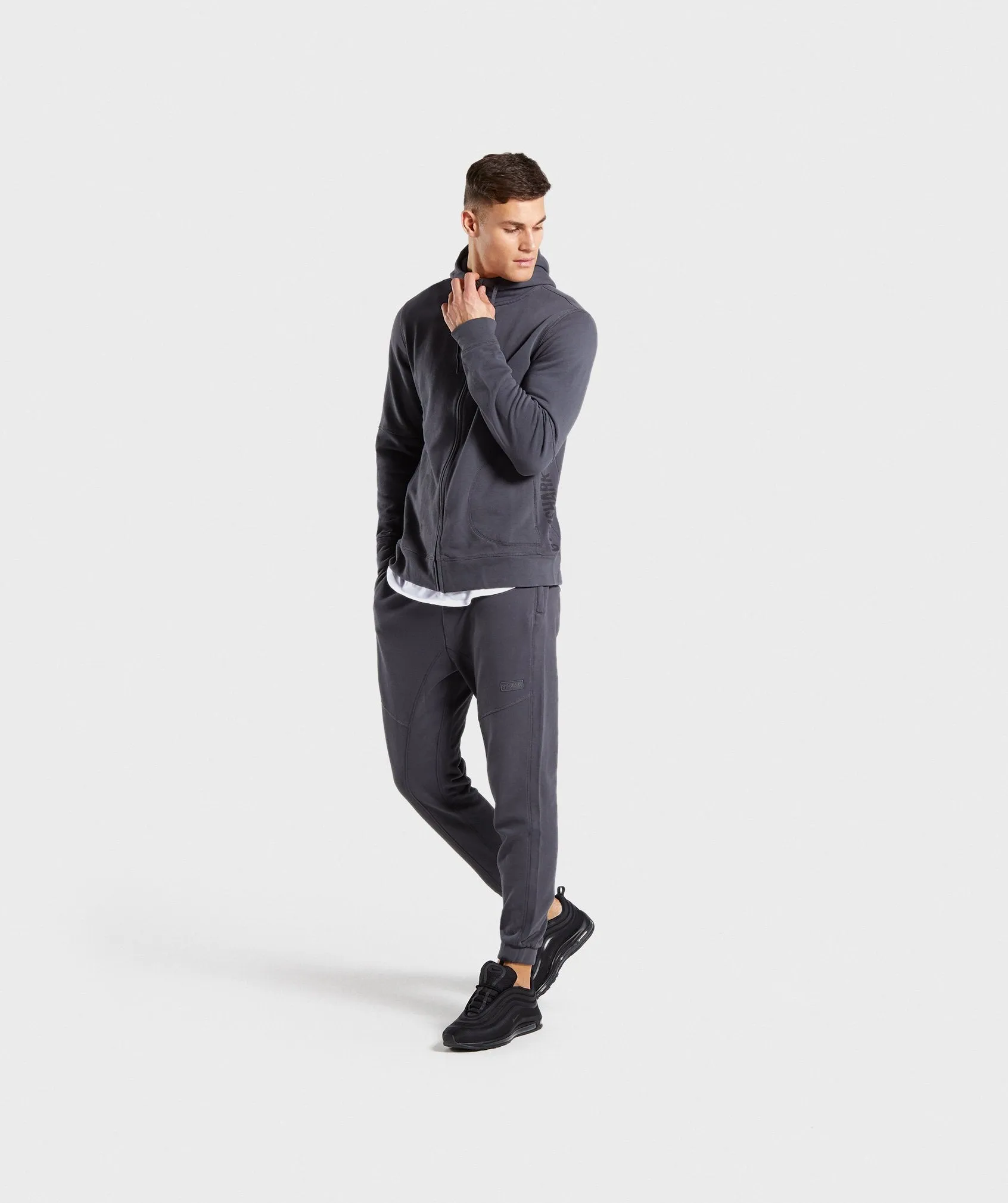 Gymshark Laundered Zip Hoodie - Charcoal