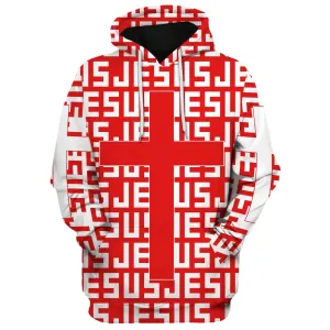 Jesus Cross Red Hoodies Jesus Hoodie Men & Women Christian Hoodie 3D Printed Hoodie