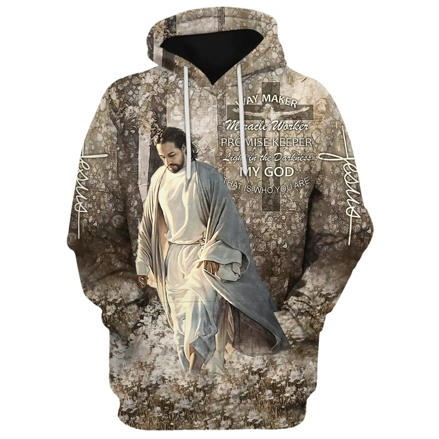 Jesus Walking Through The Fields Hoodie Way Maker Miracle Worker Hoodies Jesus Hoodie Men & Women Christian Hoodie 3D Printed Hoodie