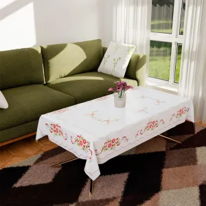 Kuber Industries Center Table Cover | Alloy PVC Flower Center Table Cover | Luxurious Table Protector for Everyday Use | 40x60 Inch | White & Red