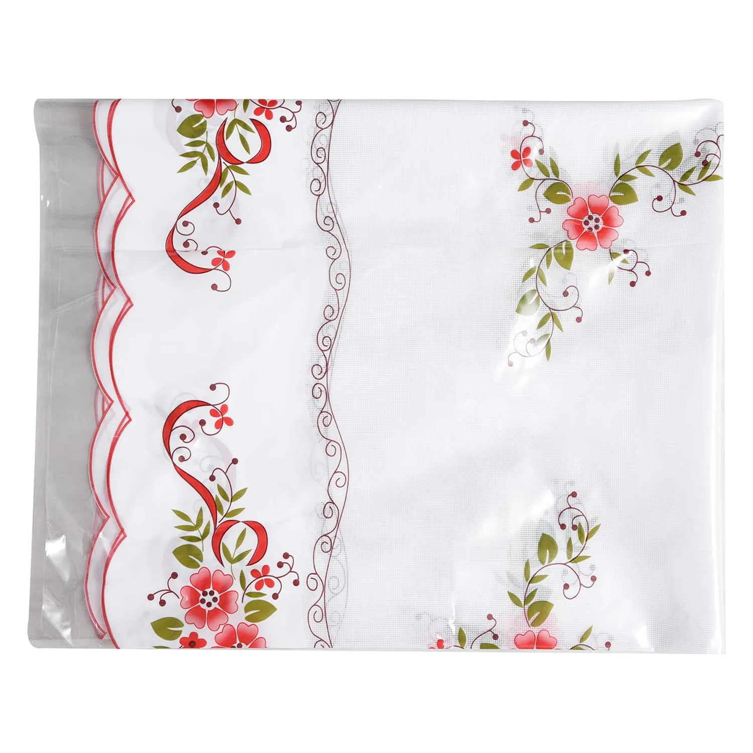 Kuber Industries Center Table Cover | Alloy PVC Flower Center Table Cover | Luxurious Table Protector for Everyday Use | 40x60 Inch | White & Red