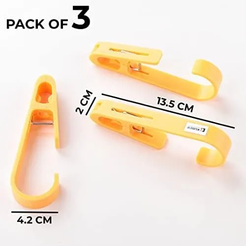 Kuber Industries Multipurpose Bar Hooks & Pins for Laundry, Kitchen, & Wardrobe|Superior Quality ABS|Durable, Strong Grip|Easy to Use|77024(Y)|Pack of 15|Yellow