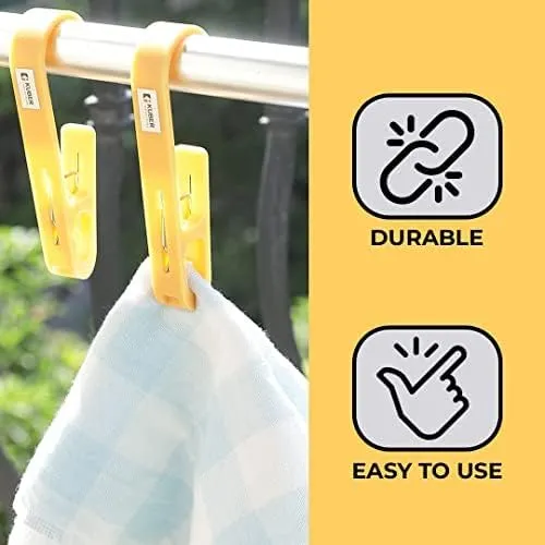 Kuber Industries Multipurpose Bar Hooks & Pins for Laundry, Kitchen, & Wardrobe|Superior Quality ABS|Durable, Strong Grip|Easy to Use|77024(Y)|Pack of 15|Yellow