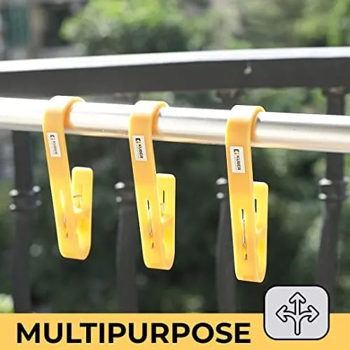 Kuber Industries Multipurpose Bar Hooks & Pins for Laundry, Kitchen, & Wardrobe|Superior Quality ABS|Durable, Strong Grip|Easy to Use|77024(Y)|Pack of 15|Yellow