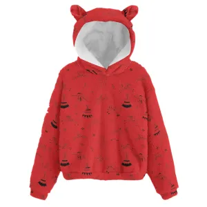 Ledger Dabbles Red Kid’s Borg Fleece Hoodie With Ear