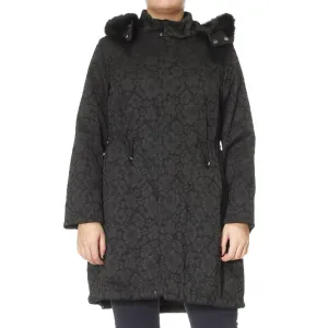 Marina Rinaldi Women's Pegaso Embroidered Floral Coat, Black