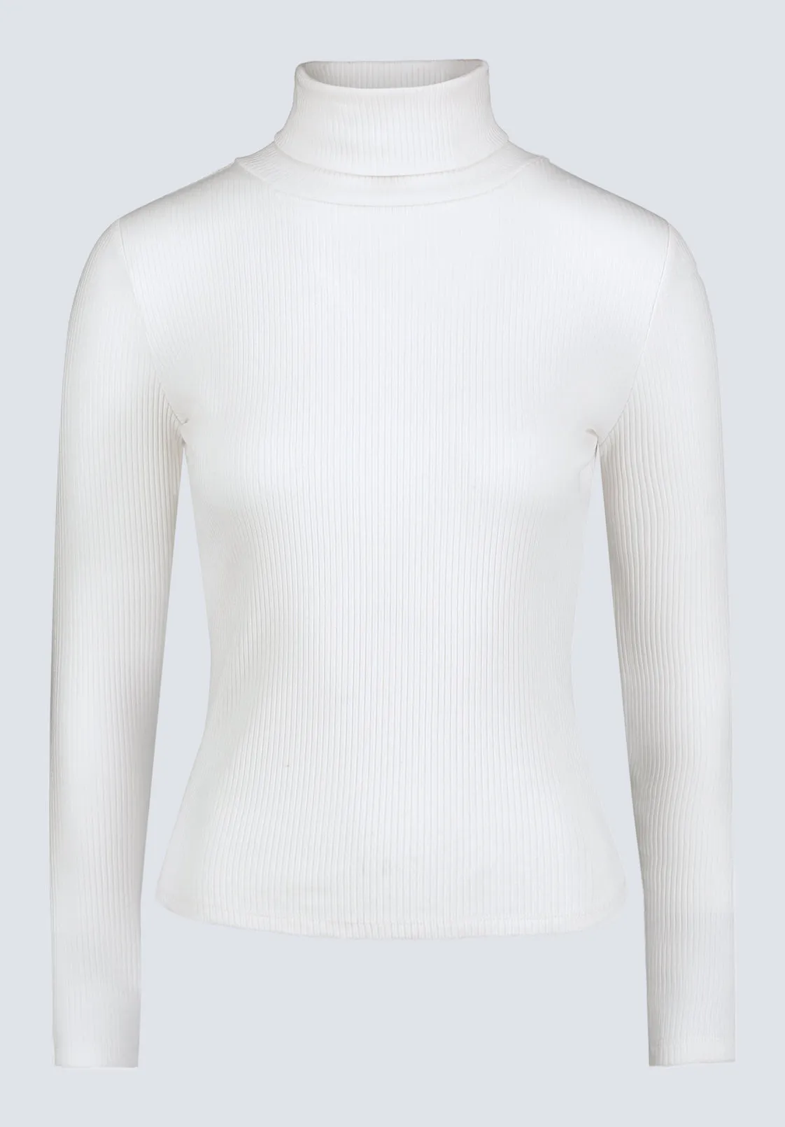 Mavra Women's Ribbed Turtleneck Top, Egret White - KT0164F