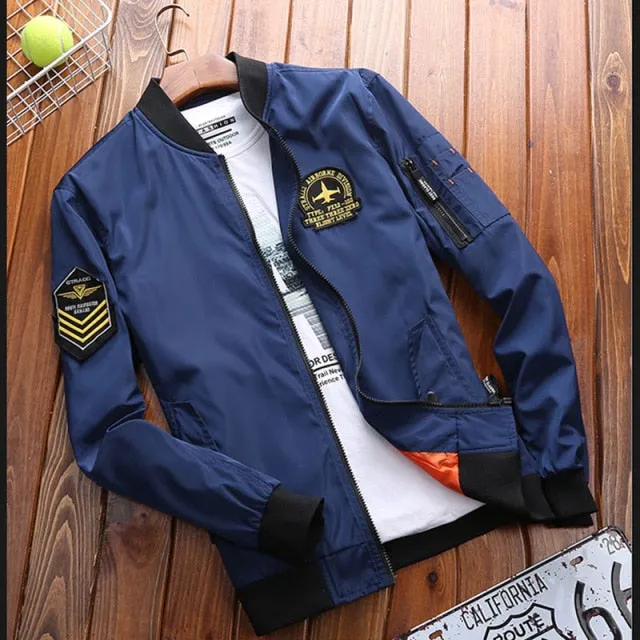 Military Jacket Men Spring Autumn Fashion Stand Collar  Embroidery Baseball Bomber Jackets And Coats Plus Size M-4XL