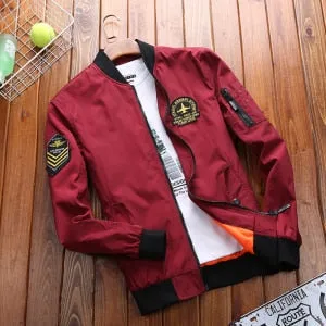 Military Jacket Men Spring Autumn Fashion Stand Collar  Embroidery Baseball Bomber Jackets And Coats Plus Size M-4XL