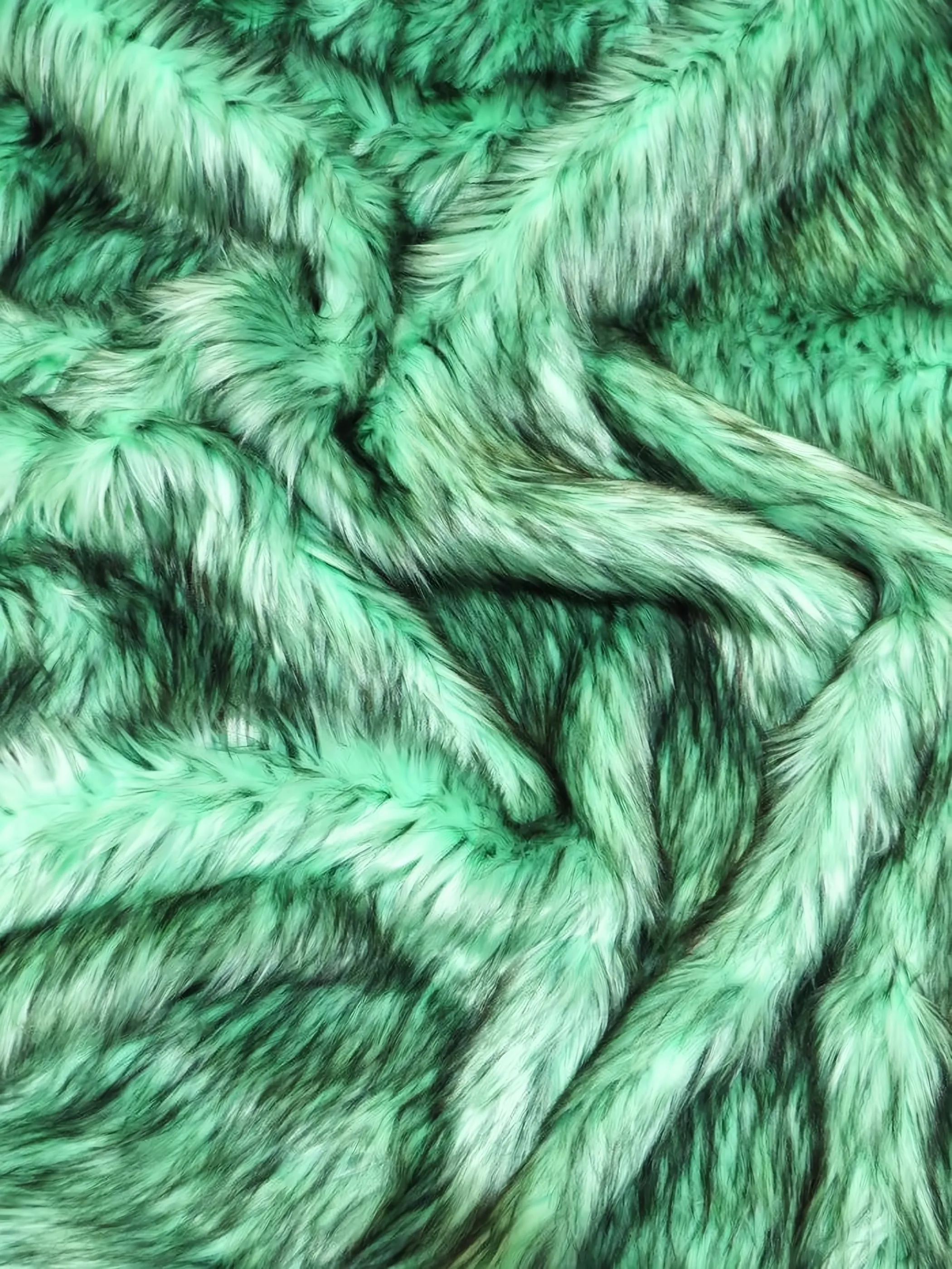 Mint Arctic Alaskan Husky Long Pile Faux Fur Fabric / Sold By The Yard