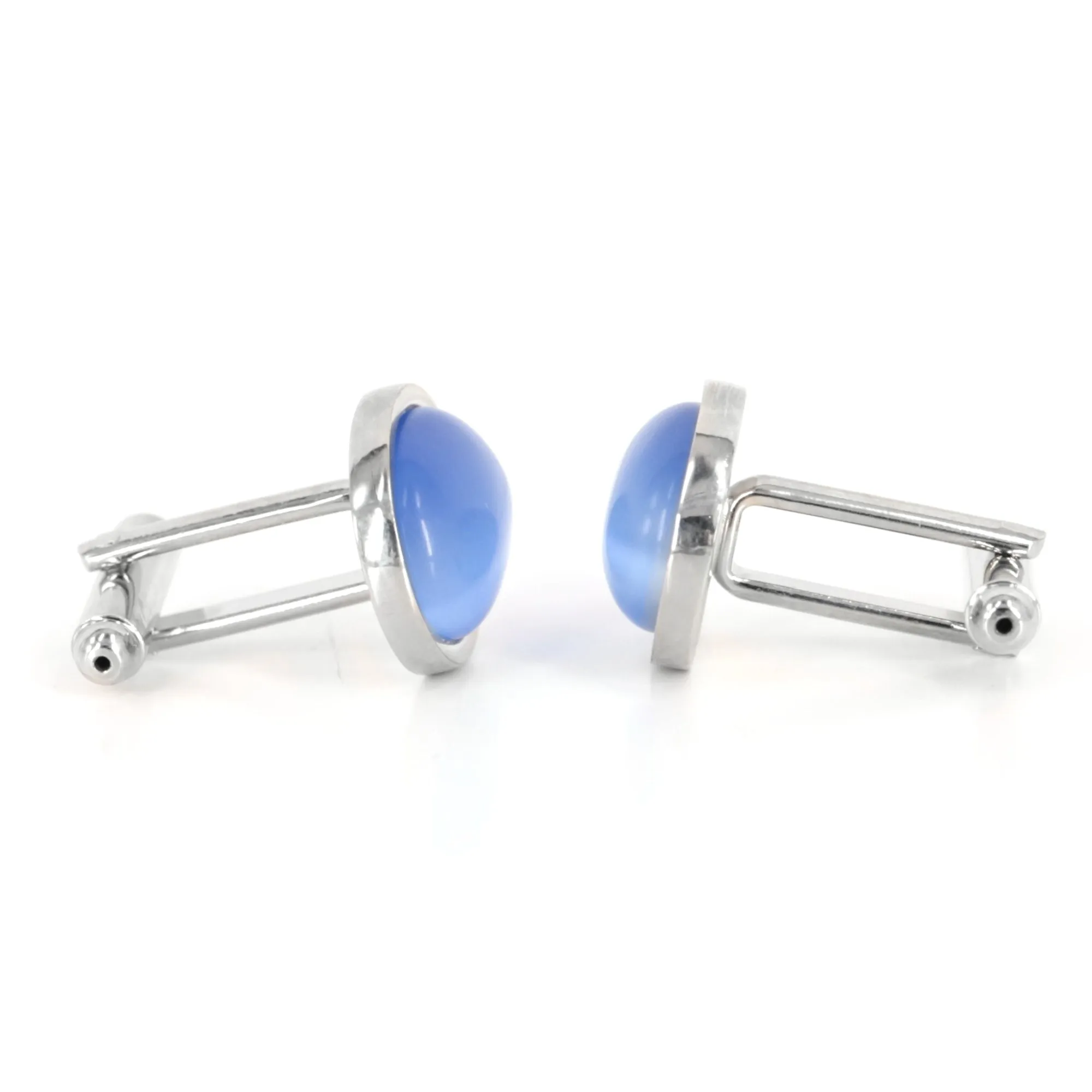 Oval Light Blue Fibre Optic Glass Cufflinks (Online Exclusive)