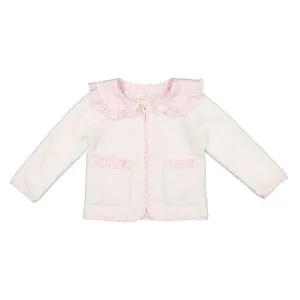 Pink Ruffle Collar Gingham Fleece Jacket