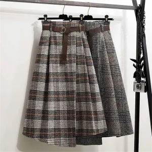 Plaid Irregular A-Line Skirt