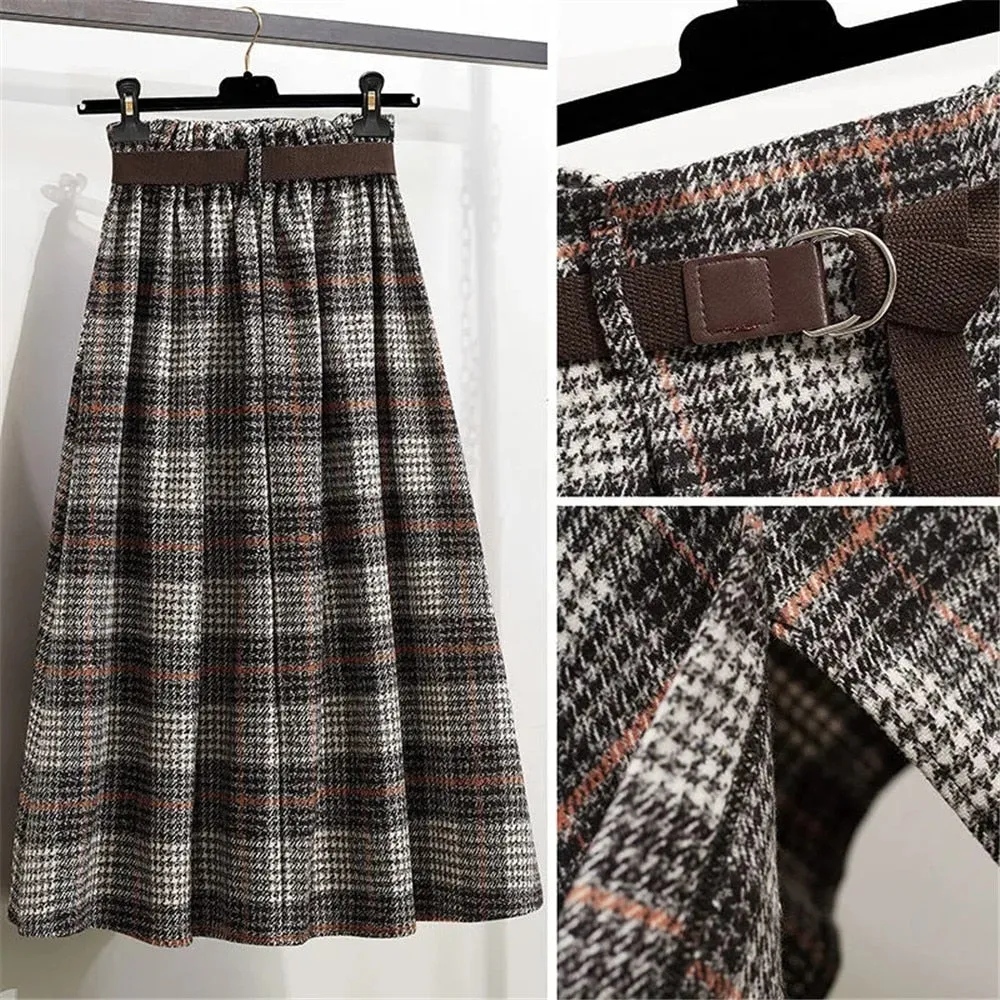 Plaid Irregular A-Line Skirt