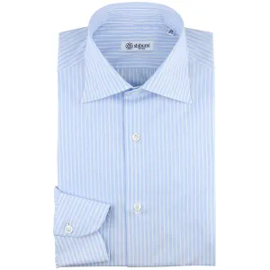 Poplin Semi Spread Shirt - Sky Blue / White - Reverse Stripe