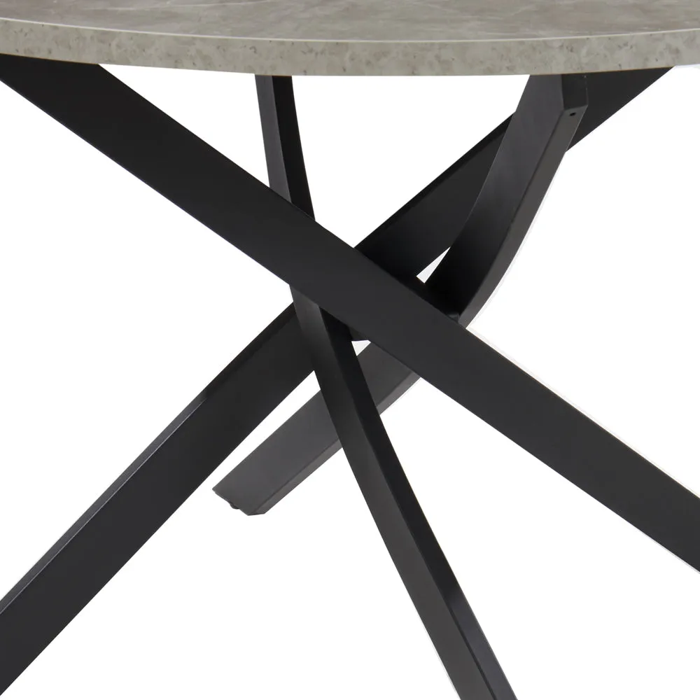 Rocco Concrete Effect Dining Table & 6 Sierra Chairs, Black with Black Legs