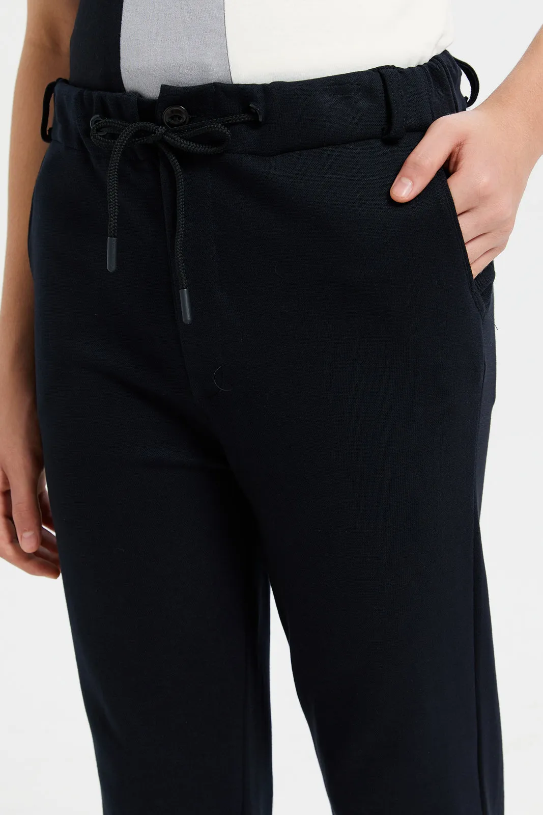 Senior Boys Black Solid Trousers